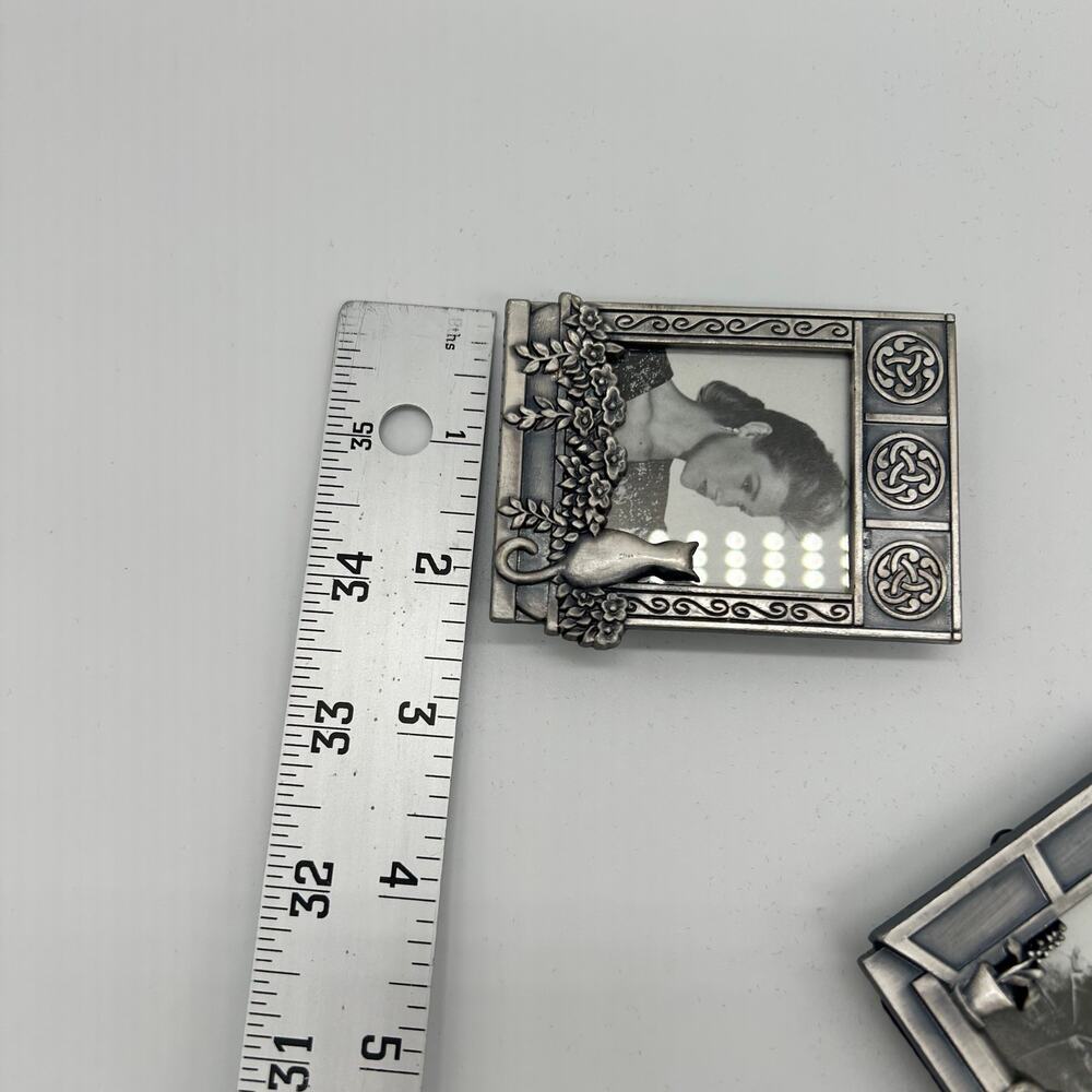 Vintage Cat Picture Frames Mini Silver Tone Royal Limited Wallet Size Set of 3 - Picture 12 of 12